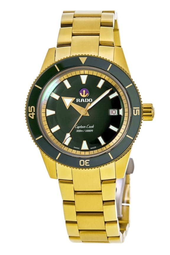 Captain Cook Automatic Steel Green Dial Yellow Gold PVD Men's Watch R32136323