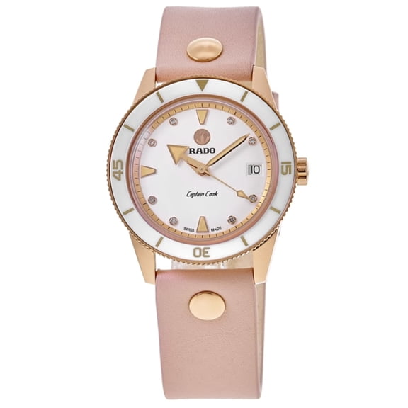 Rado Captain Cook Marina Hoermanseder Special Edition White Diamond Dial Leather Strap Set Women's Watch R32139708