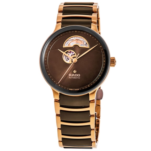 Rado Centrix Automatic Open Heart Brown Dial Two-Tone Ceramic & Steel Men's Watch R30013302