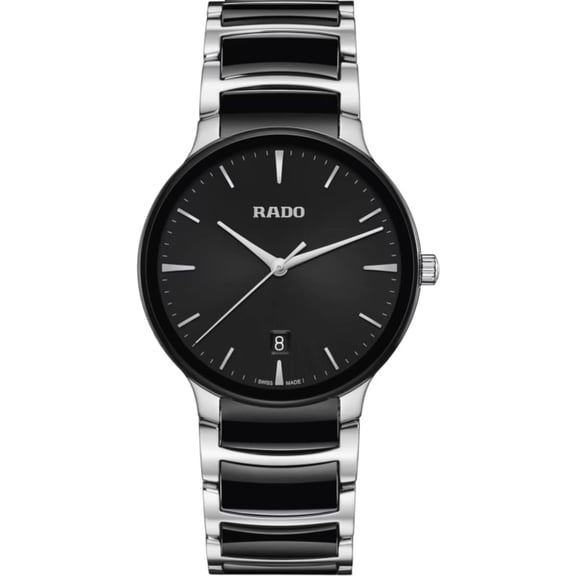 Rado Centrix Quartz Black Dial Ceramic & Stainless Steel Men's Watch R30021152
