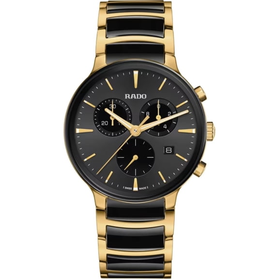 Rado Centrix Quartz Chronograph Black Dial Two-Tone Ceramic & Stainless Steel Men's Watch R30211152
