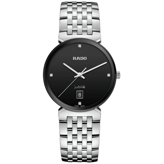 Rado Florence Swiss Quartz Stainless Steel Strap, Silver, 20 Casual Unisex Watch (R48912713), Black