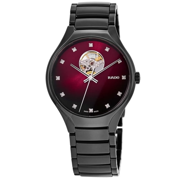 Rado TRUE Round Secret Red Diamond Dial Ceramic Men's Watch R27107742