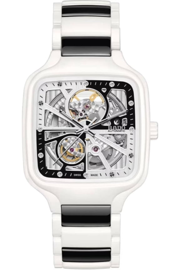 True Square Automatic Open Heart Diamonds Limited Edition Rhodium & Black Dial Two-Tone Ceramic Unisex Watch R27073752