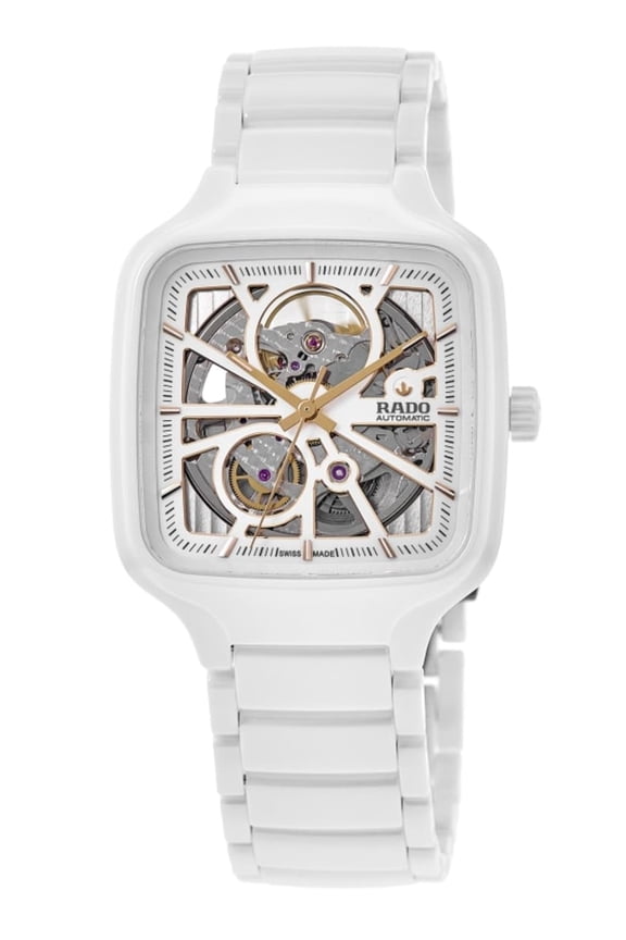 True Square Automatic Open Heart While Dial Ceramic Unisex Watch R27073012