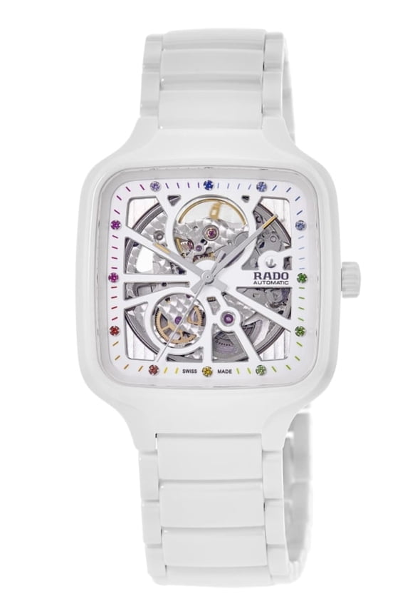 True Square Automatic Open Heart White Dial Ceramic Unisex Watch R27073712