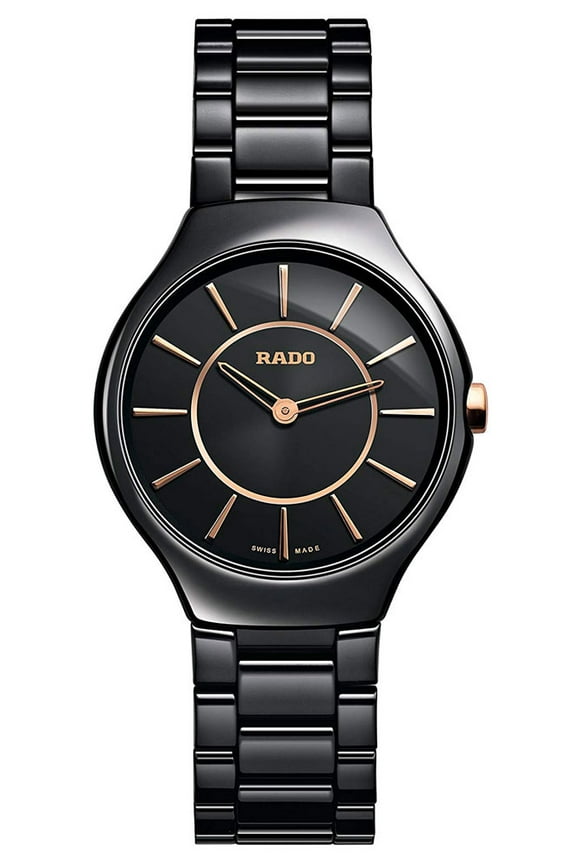 True Thinline Black Ceramic Black Dial Quartz Womens Watch R27742152