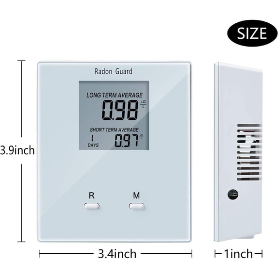 Radon Detector Meter - Portable Home Gas Monitor for Long & Short Term Testing, Battery Powered with Audible Alarm