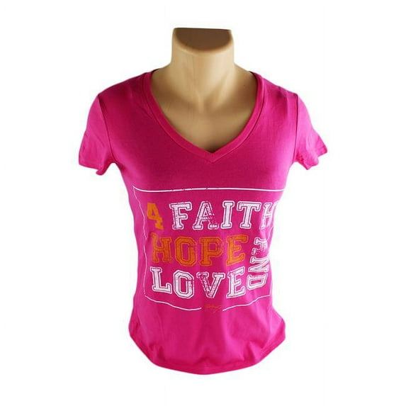 Radtke Sports 17044 Favre 4 Hope Ladies Faith & Love T-Shirt, Hot Pink - Medium