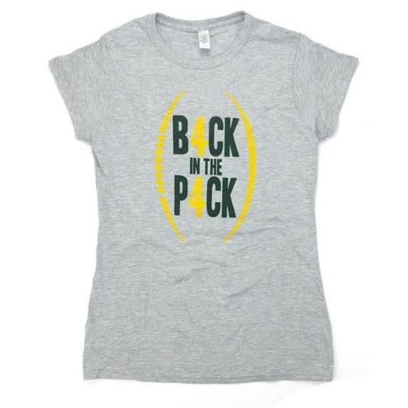 Radtke Sports 3296 Official Favre 4 Hope Ladies T-Shirt with Back in The Pack, Gray