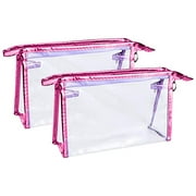 Radyan 2 Pcs Clear Waterproof Cosmetic Bags with Zippers - Transparent Plastic Makeup Organizing Bags - Travel Toiletry Pouch for Bathroom0