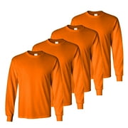 Radyan Men's Long Sleeve High Visibility Safety T-Shirt Oragne 4-Pack 40% Polyester Adult Workwear