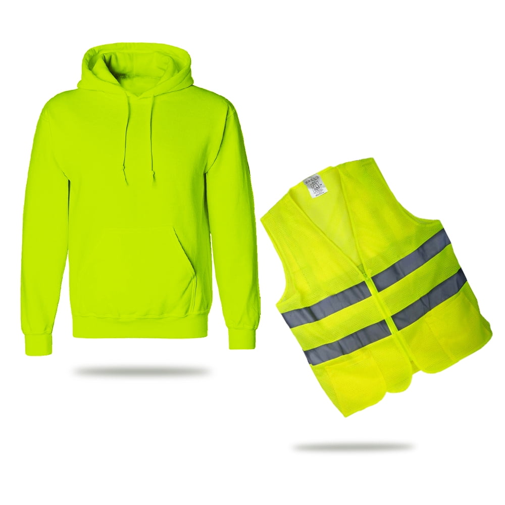 Radyan Safety Green hoodies with Safety Vest for Men Medium