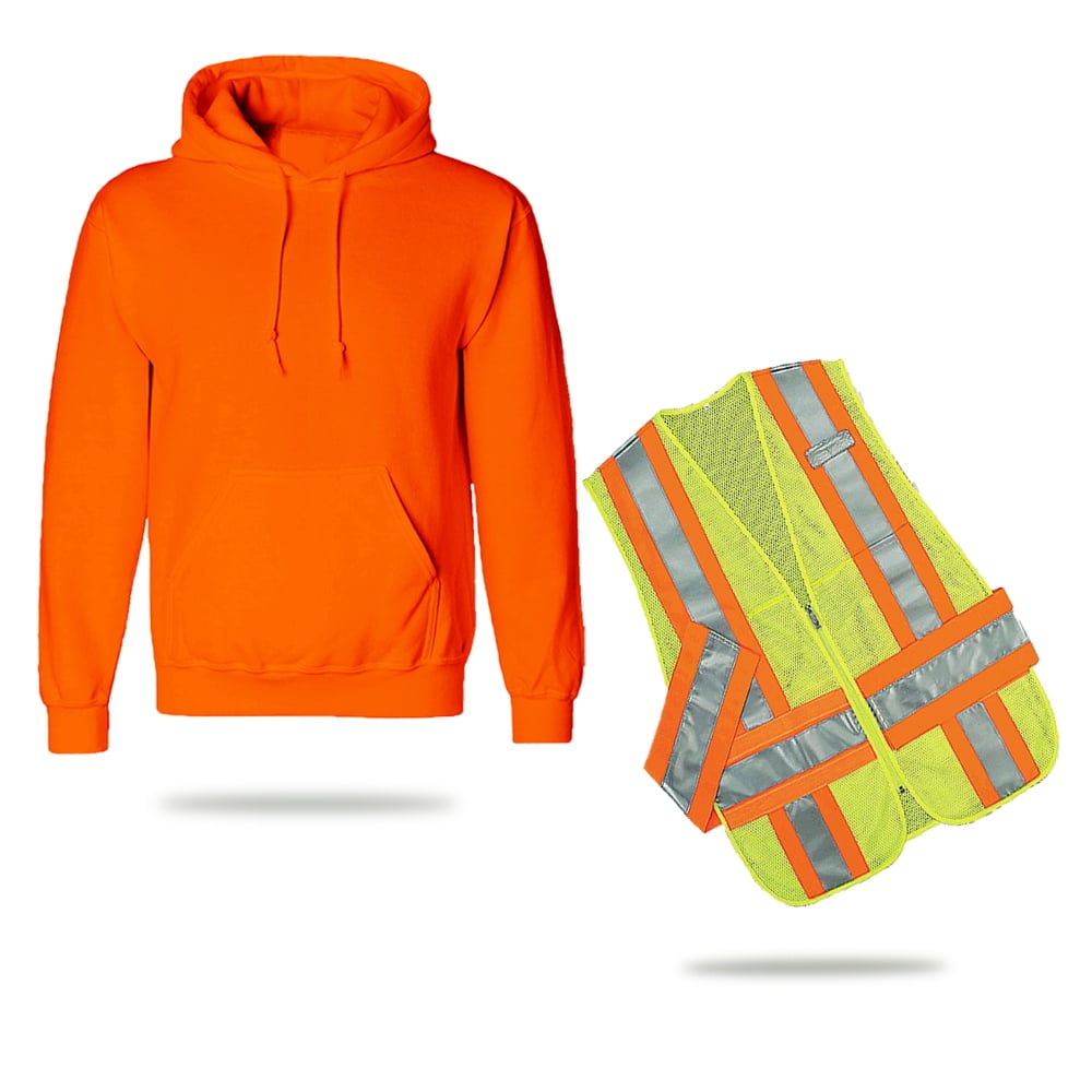 Radyan Safety Orange hoodies with Safety Vest for Men Medium