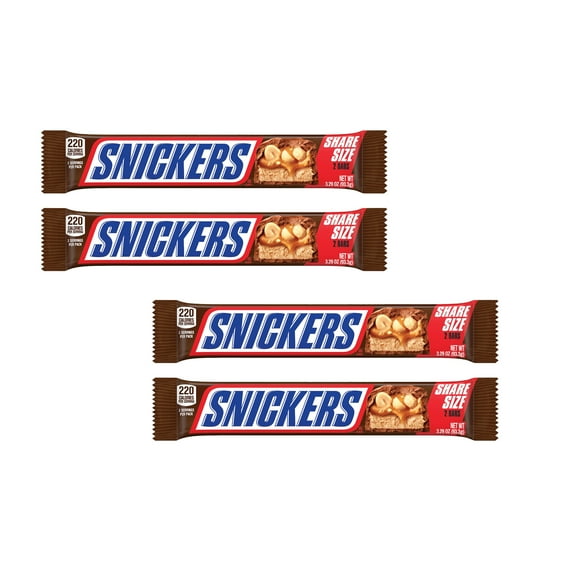 Radyan Snickers Chocolate Candy - Milk Peanuts Caramel Nougat - 4 Pack, 3.29 oz