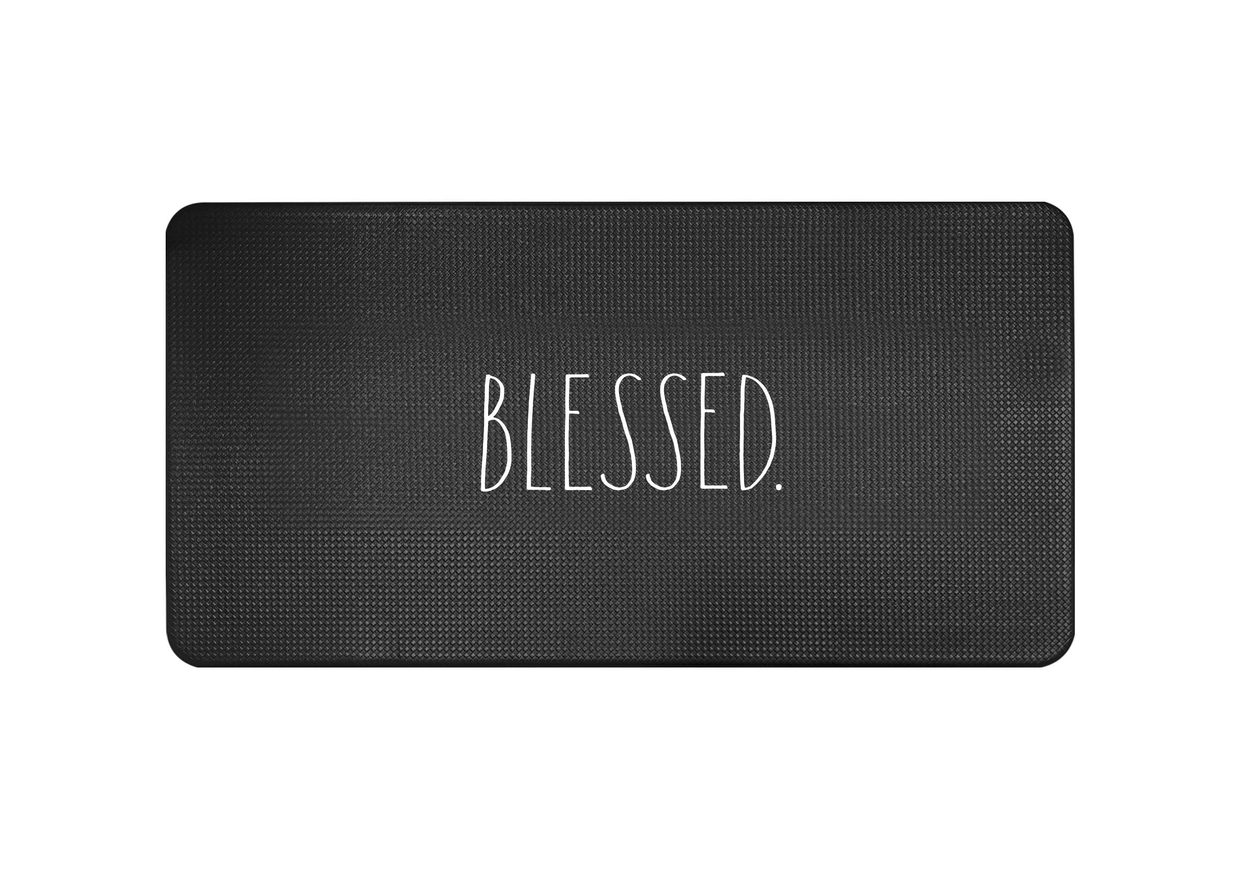 Blessed Black Foam Rubber Anti-Fatigue Kitchen Mat, 20" x 39"