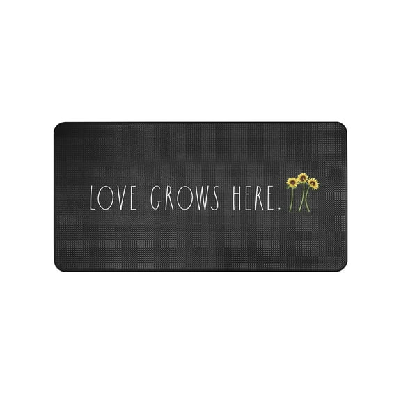 Rae Dunn Anti Fatigue Mat for Standing Love Grows Here - 20 Inch x 30 Inch - Cushion Foam Rubber Kitchen Mat for Floor - Non Skid Non Slip Pad for Back Pain, Knee Support, Foot Comfort