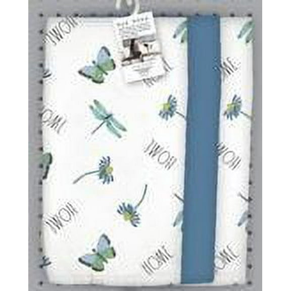 Rae Dunn Butterfly Kitchen Towels, 3 Pack, 16 x 26, Navy Blue & White