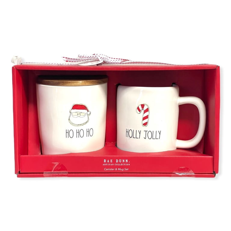 Rae Dunn By Magenta 2 Piece Set Ceramic LL HOLLY JOLLY Tea  display picture 1