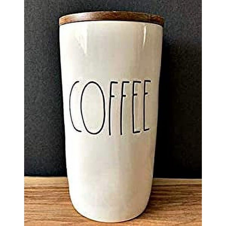 Rae Dunn COFFEE Canister Medium sized Ivory Ceramic with Black LL