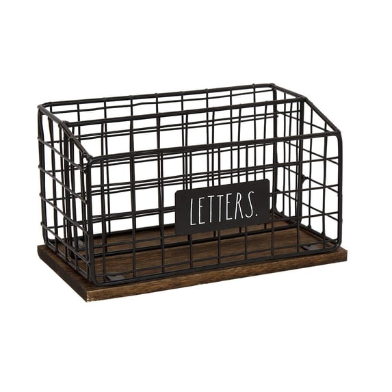 Rae Dunn Galvanized Steel Pencil Cup – 3 Compartment Desk Organizer With Wood Base, Numbered Design