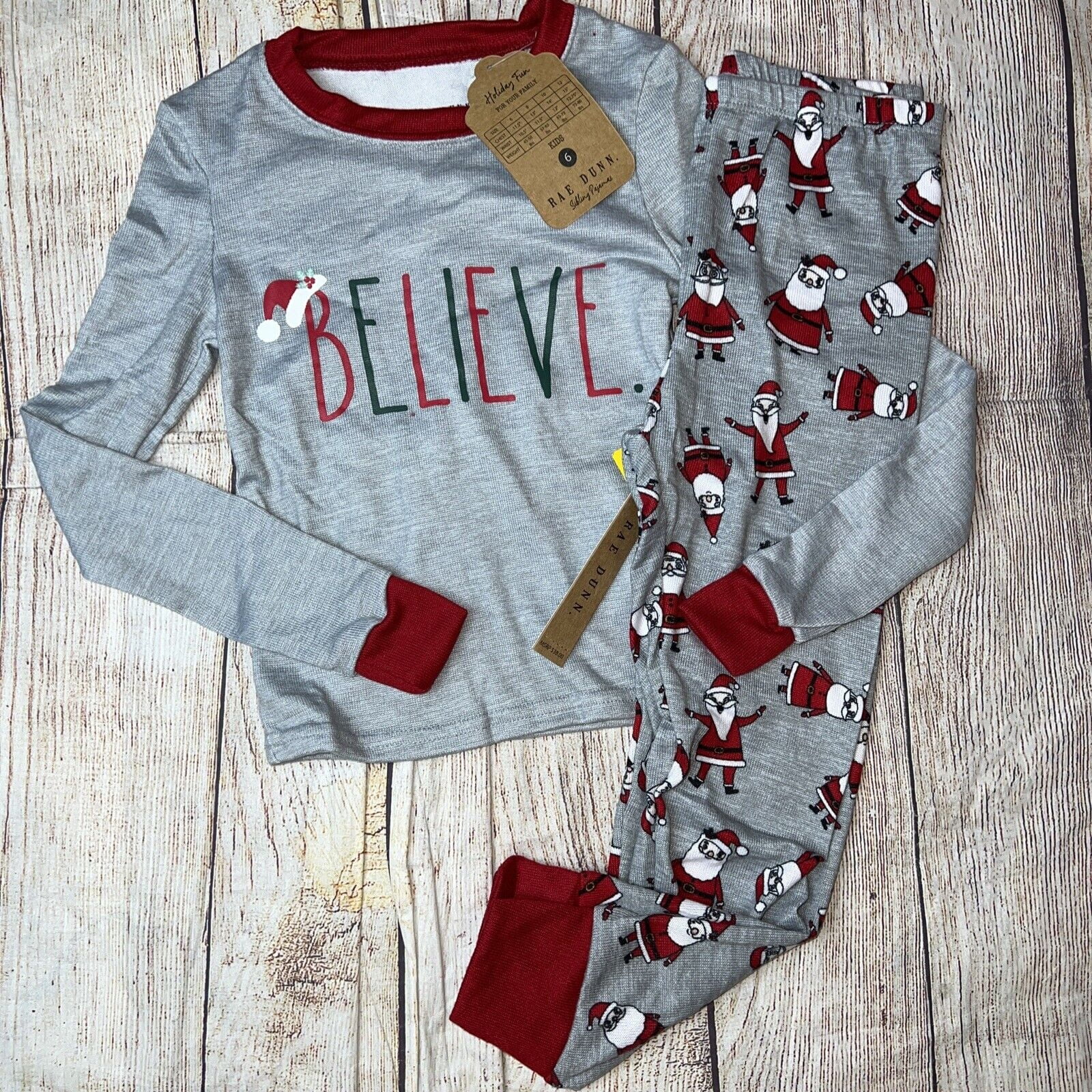 Rae Dunn Family Christmas Pajamas Kids Santa Believe Holiday 24