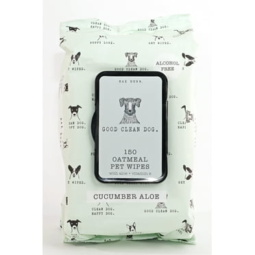 Rae Dunn "Good Clean Dog." Oatmeal Pet Wipes for Dog Grooming, 6” x 8”, 150 Count