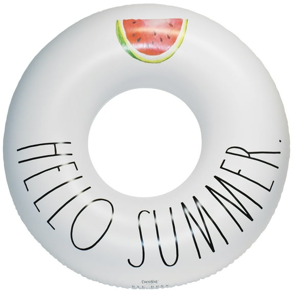 Rae Dunn: Hello Summer - 48" Ring Float - CocoNut Float, Inflatable Jumbo Water Ring, Durable, Anti-Leak, Ages 8+