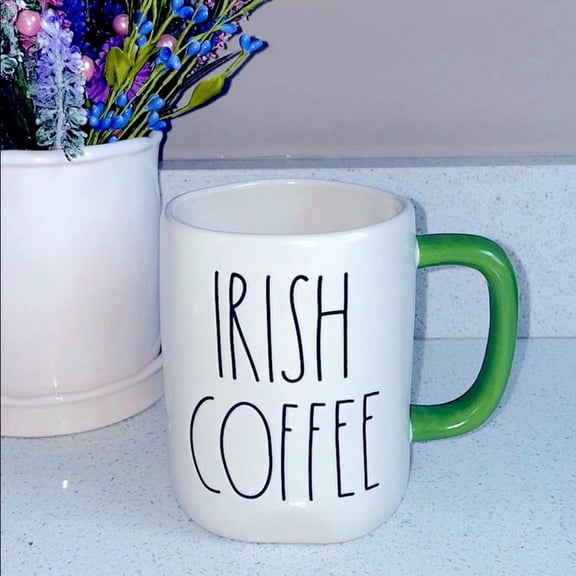 Rae Dunn Holiday _ Rae Dunn Irish Coffee Green Handle Farmhouse Coffee Tea Decor Mug _ Color_ Green_White _ Size_ Os