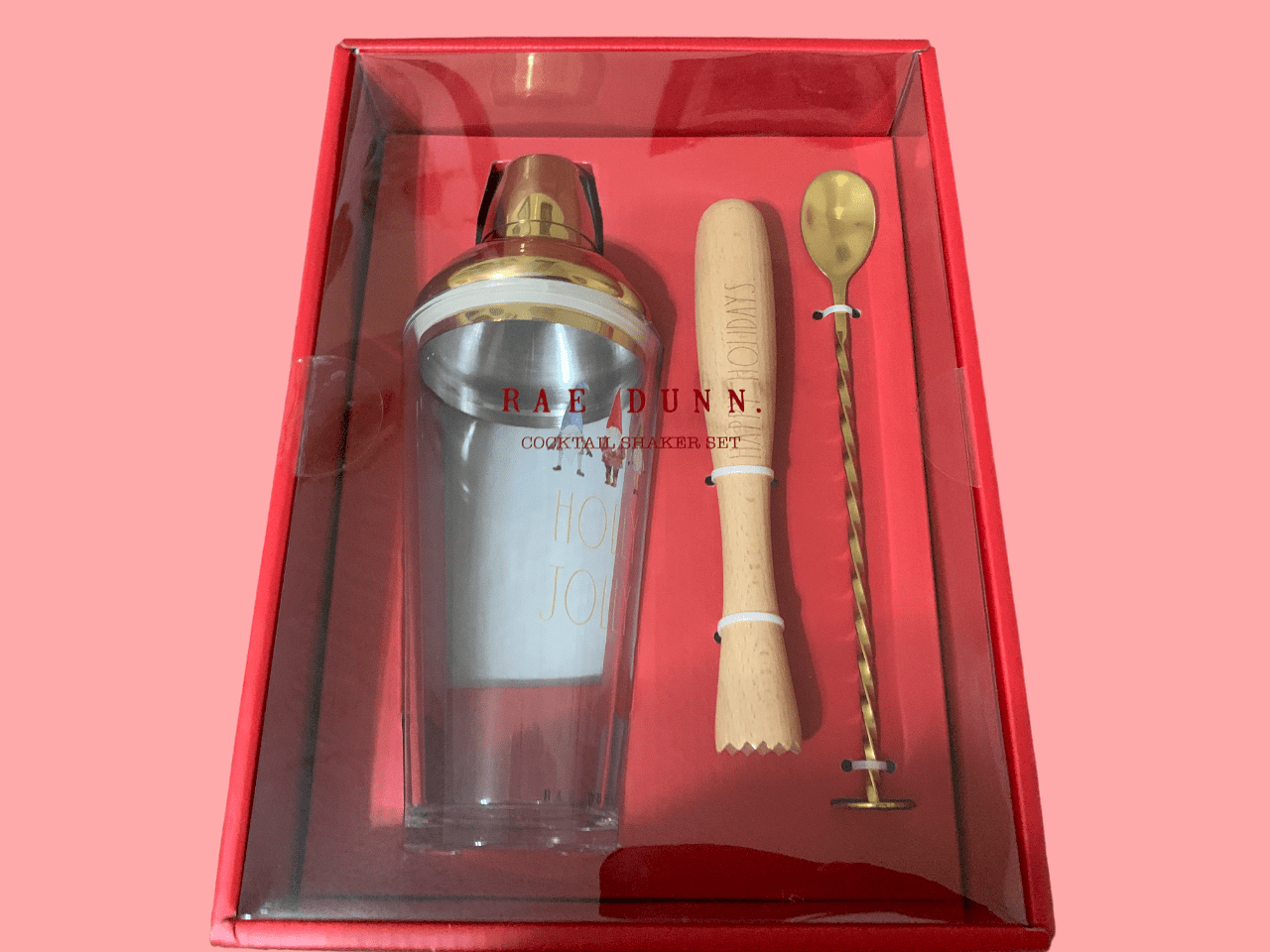 Rae Dunn Holly Jolly Cocktail 3 Piece Shaker Set