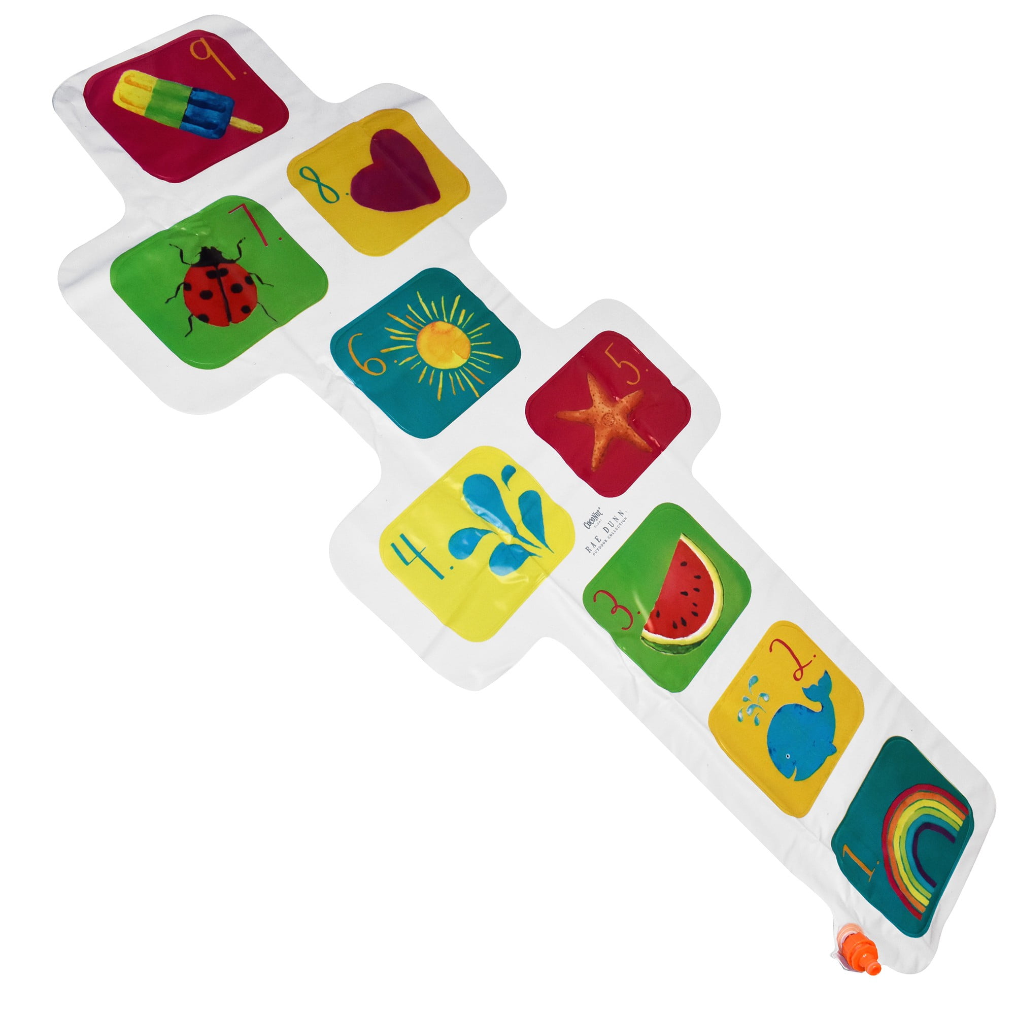 Rae Dunn: Hopscotch Game Water Sprinkler - 58"x22", CocoNut Float, Inflatable Backyard Water Game & Toy, Kids Age 5+