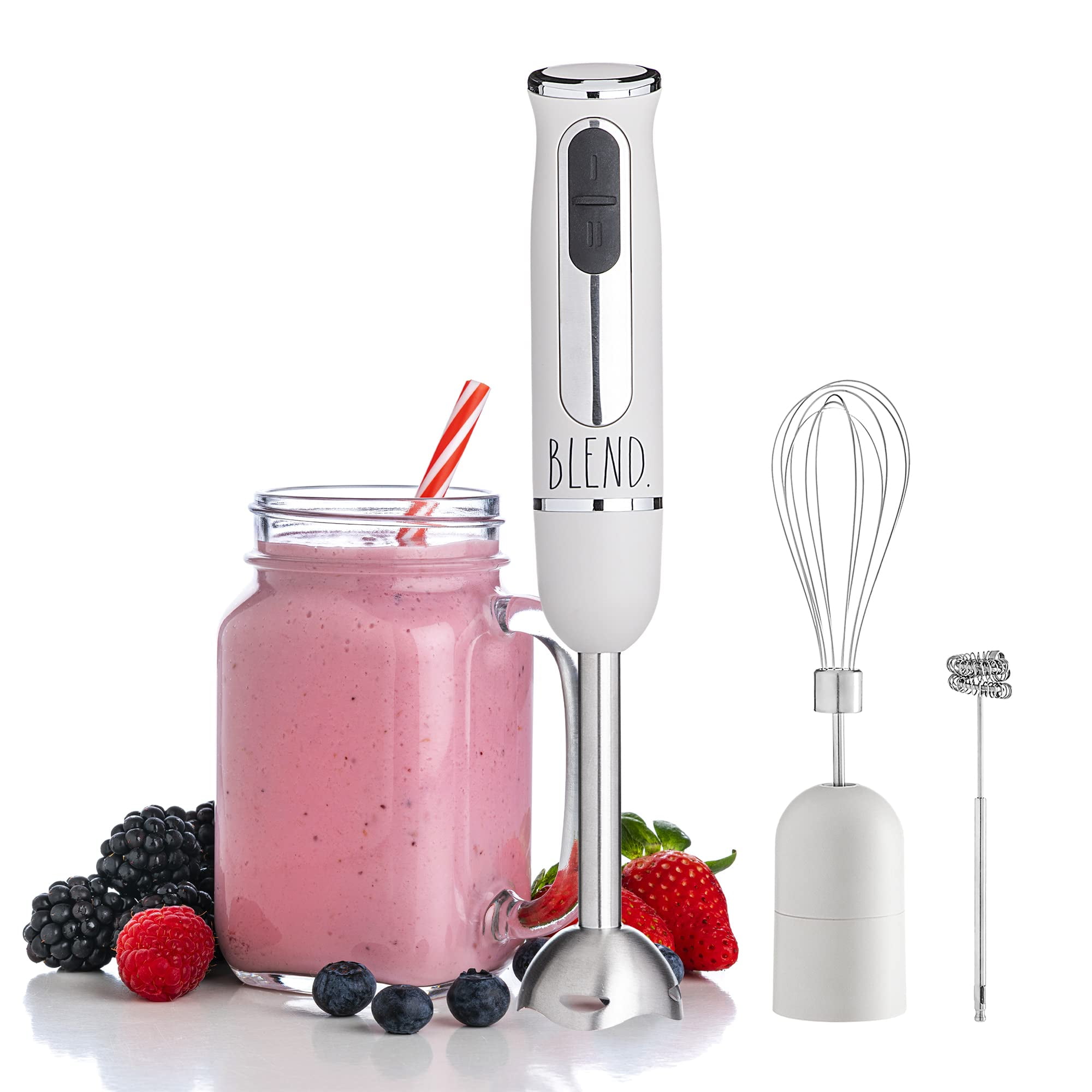 Rae Dunn Immersion Hand Blender with Egg Whisk and Milk Frother