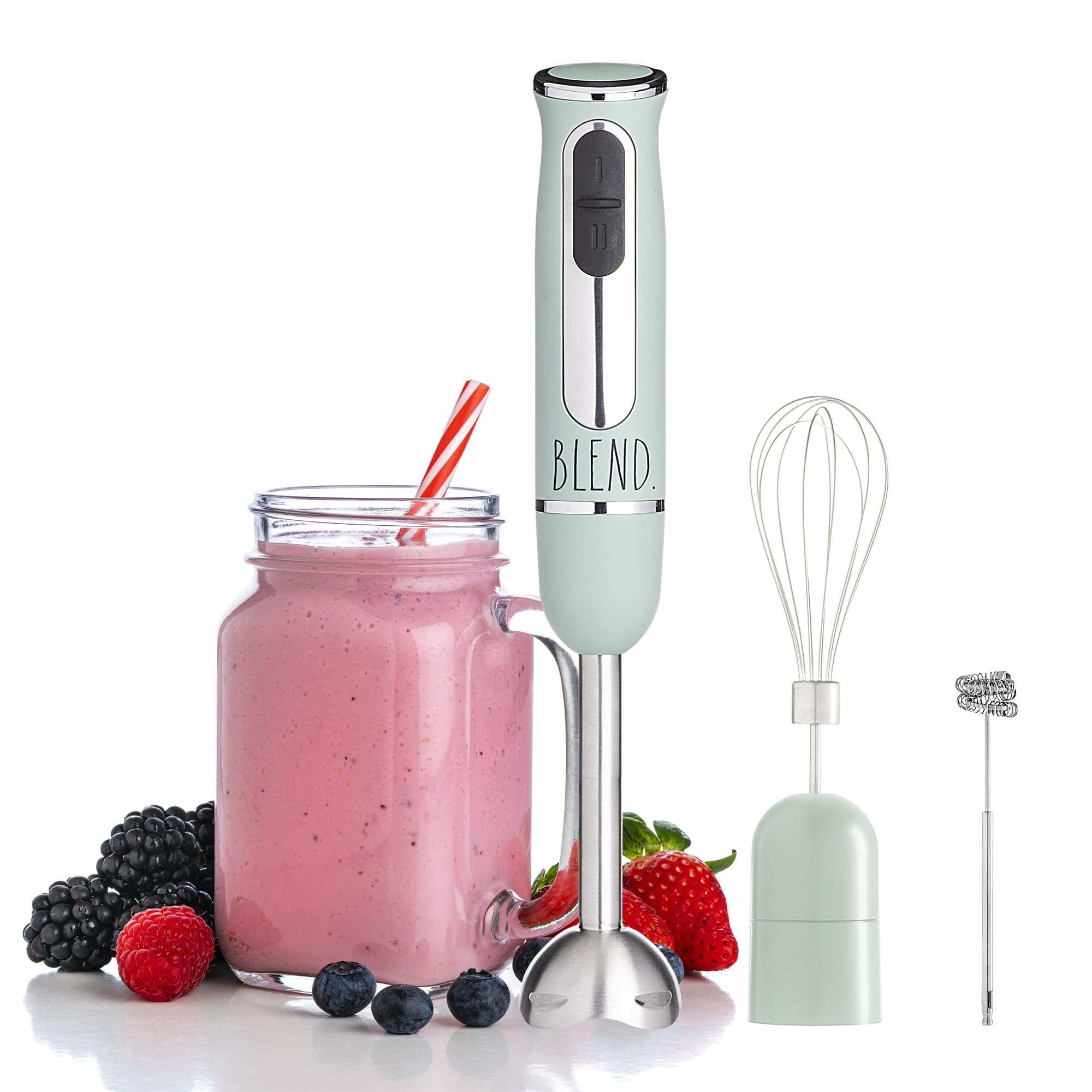 Rae Dunn Retro Electric Mixer Set Immersion Blender, Egg Whisk, & Milk