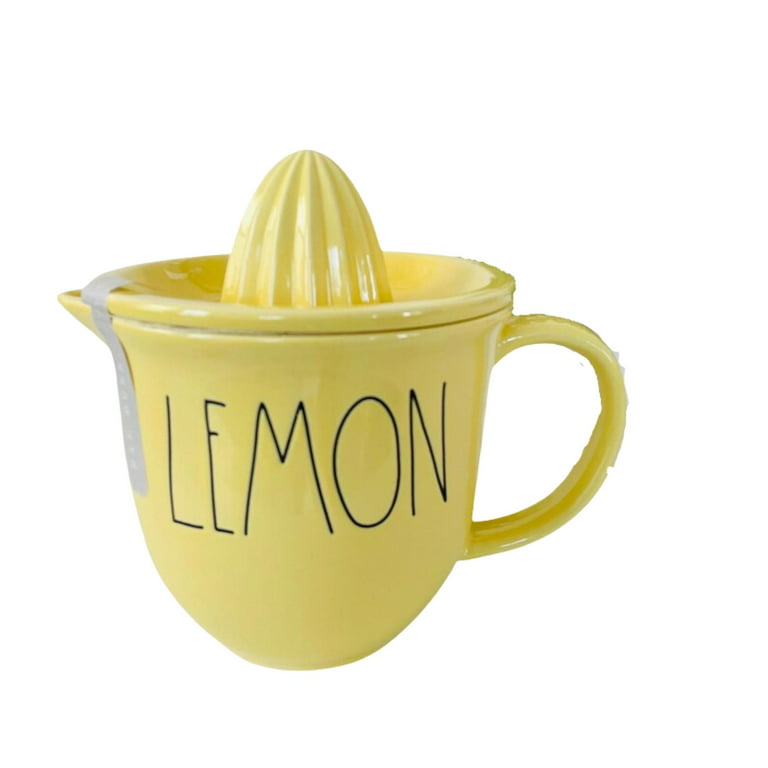 Rae Dunn LEMON Yellow 2 Piece Ceramic Juicer Set with Black LL Letters  Kitchen