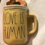 Rae Dunn Love Is Human Yellow Mug Valentine's Day Gift