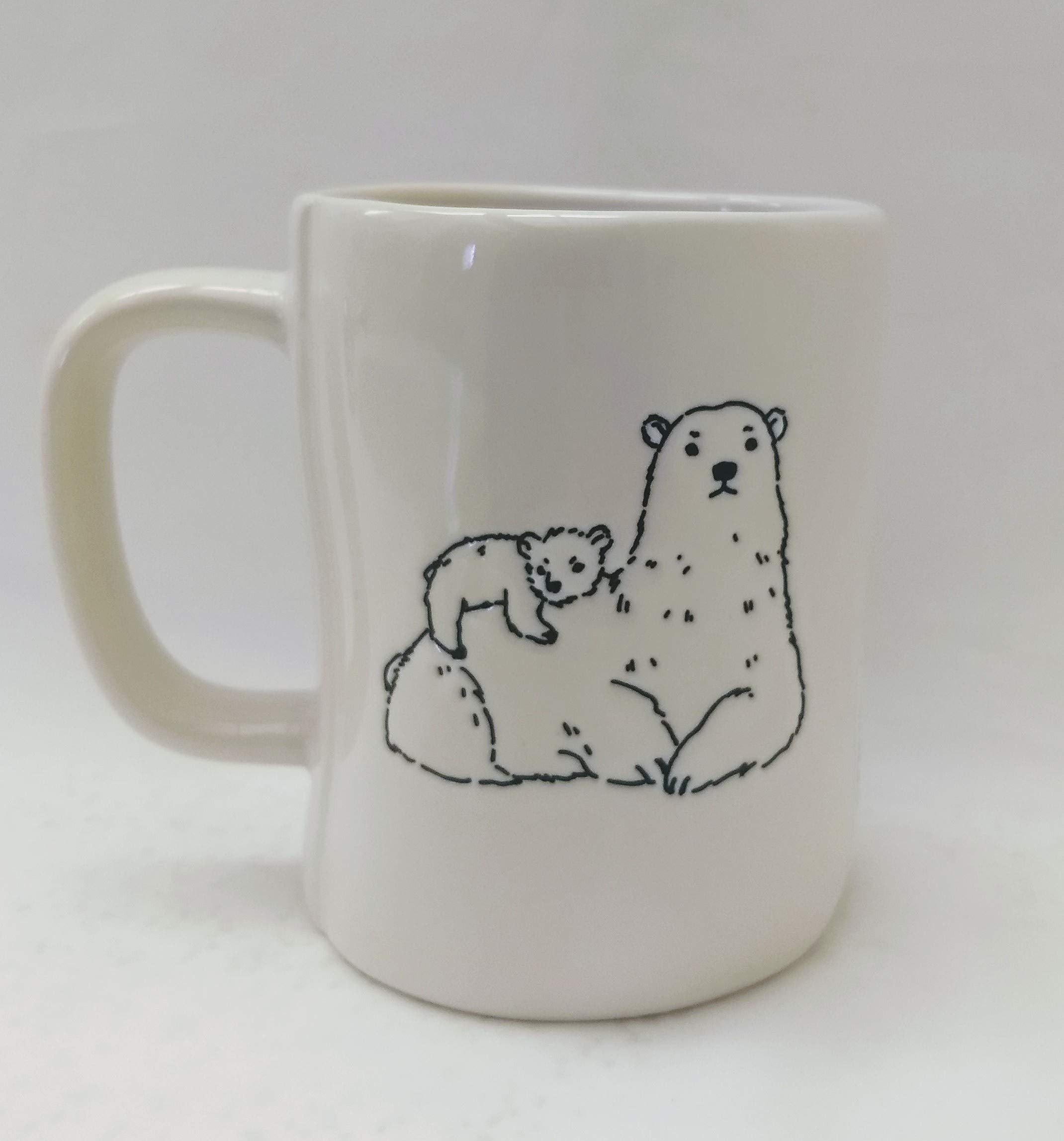 Ceramic Novelty Mug 16oz Rae Dunn Mama Bear Ceramic Mug - 16 Oz White Coffee Cup With Handcrafted Look Mama And Papa Mugs