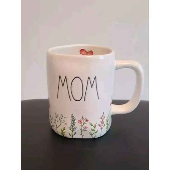 Rae Dunn Mom Mug with colorful florals holds 16 oz Ivory Ceramic Mother's Day