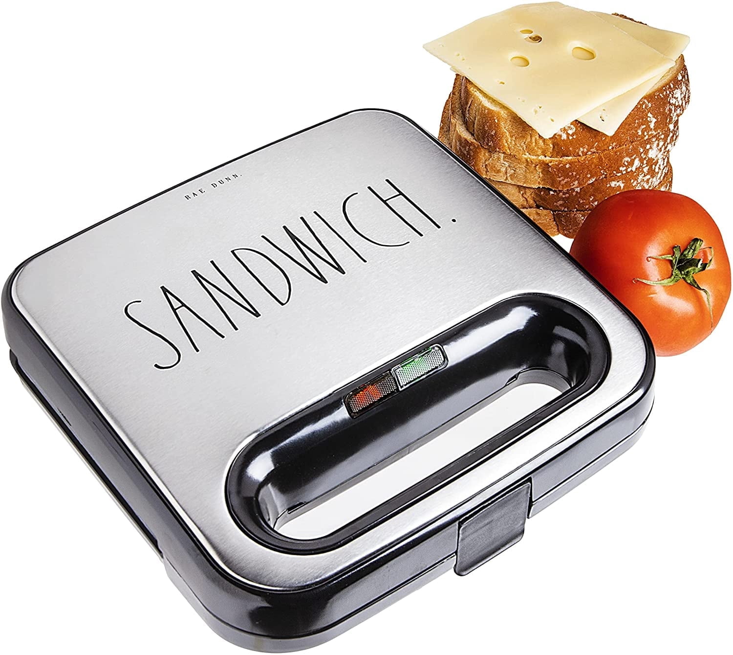 Rae Dunn Non-Stick Electric Sandwich Maker, Grill Plates, Stainless Steel