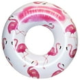 thumbnail image 1 of Rae Dunn: Pretty In Pink 48" Ring Float - Flamingo Inflatable Jumbo Pool Tube, CocoNut Float, Anti-Leak/Durable, Age 8+, 1 of 7