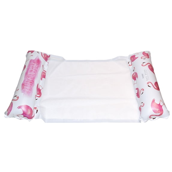 Rae Dunn: Pretty In Pink Hammock Pool Lounger - Flamingo 54"x28", CocoNut Float, Inflatable Drifter & Relaxation Chair