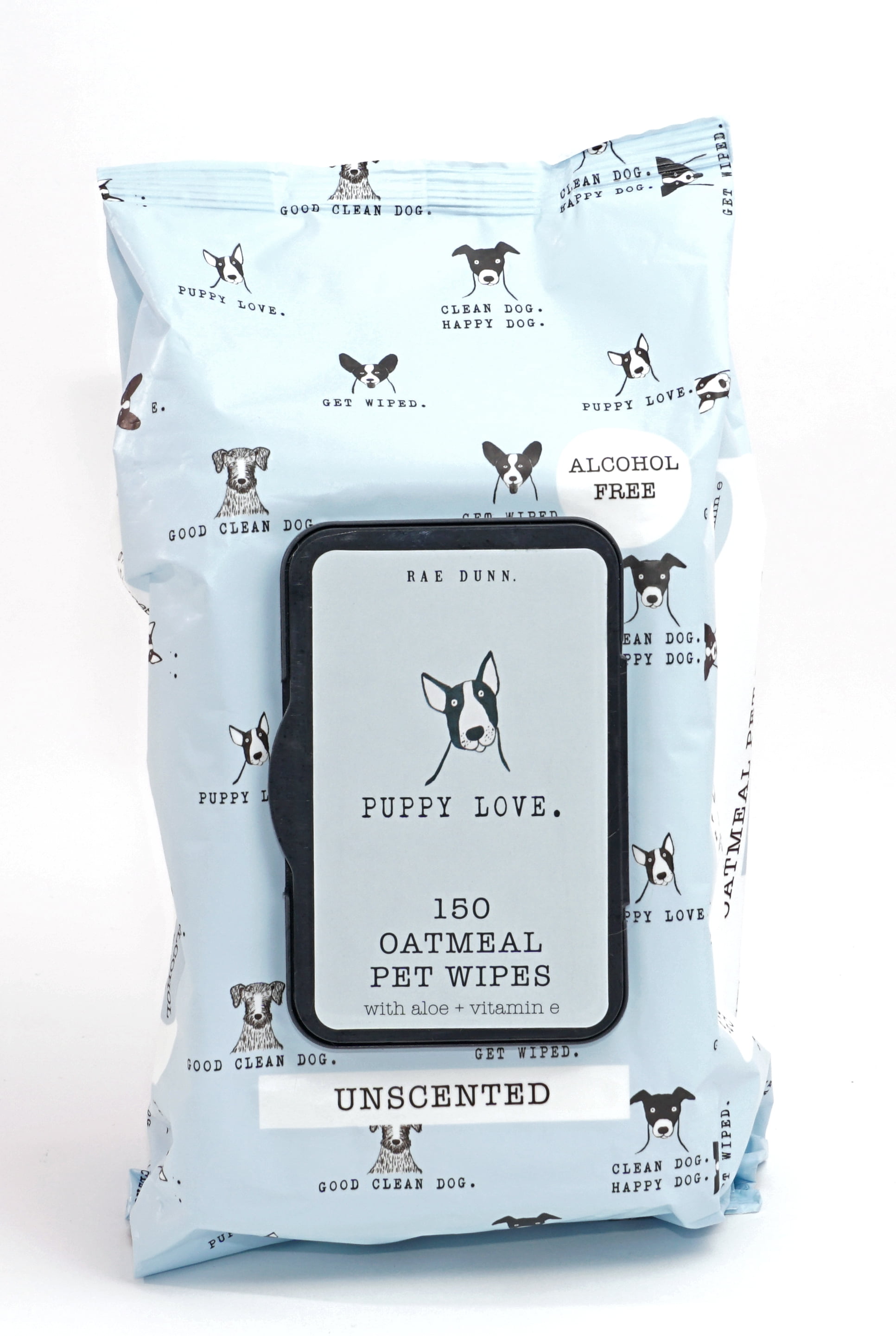 Rae Dunn Dog Wipes "Puppy Love." Oatmeal Pet Wipes with Aloe and