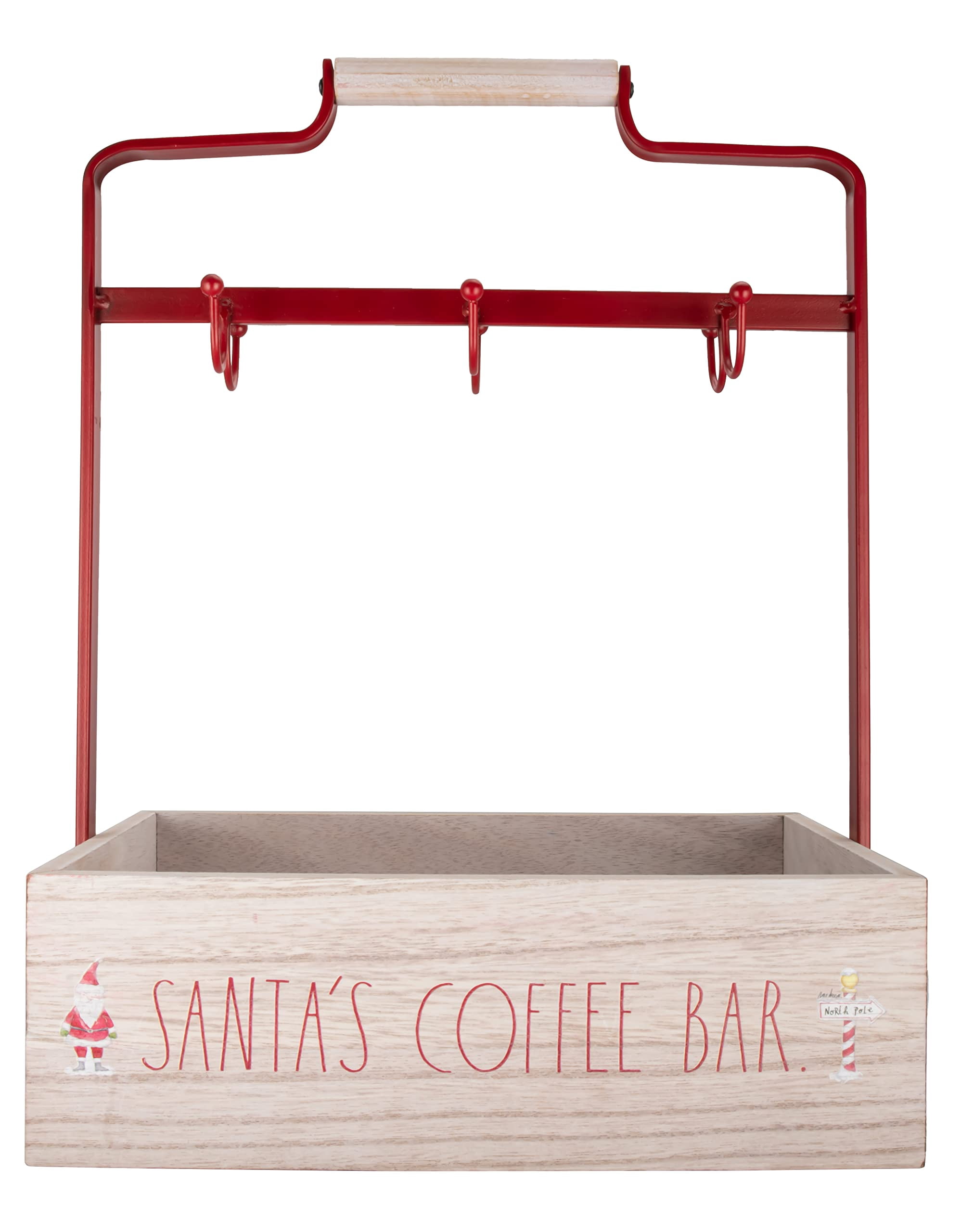 Rae Dunn “Coffee Anyone?” 6 Hooks White Coffee Mug Holder  Rae Dunn Coffee Mug Holder – 6-Hook Coffee Mug Rack with Rustic Style main image 1