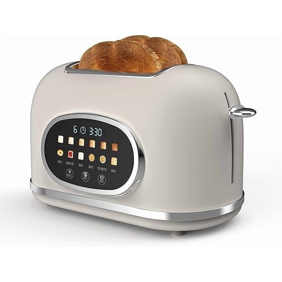Rae Dunn Toaster, Digital Retro Stainless Steel with 6 Shade Settings, Cream