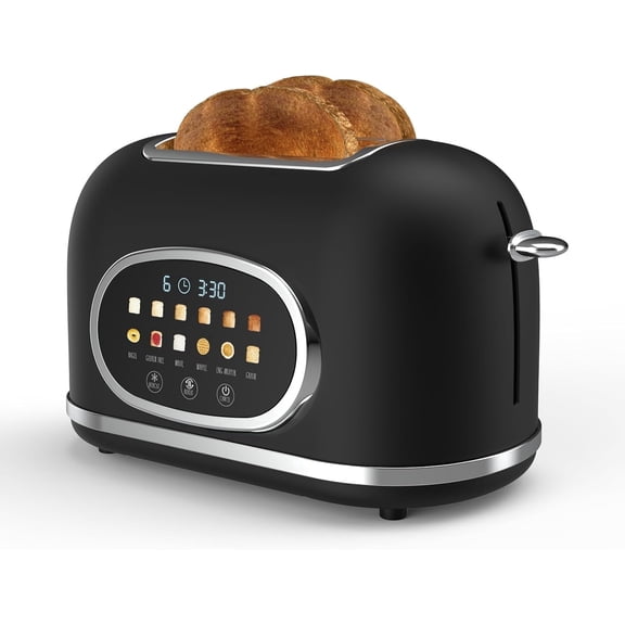 Rae Dunn Toaster, Digital Retro Stainless Steel with 6 Shade Settings, Black