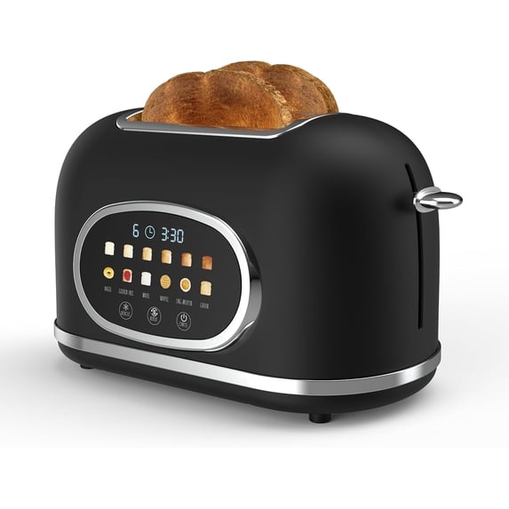 Rae Dunn Toaster, Digital Retro Stainless Steel with 6 Shade Settings, Black