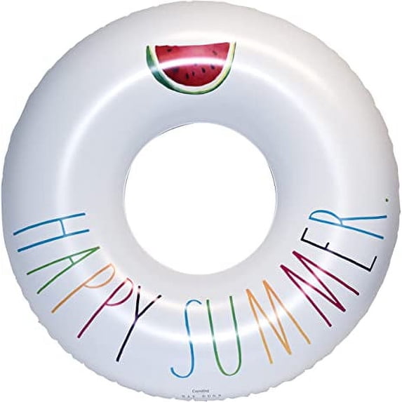 Rae Dunn Ring Float by CocoNut Float - Colorful Happy Summer Theme - Adult Size Large 48 Inch Inflatable Raft & Durable Water Inner Tube - Stable Ride-On for Summer Parties & Swim Events