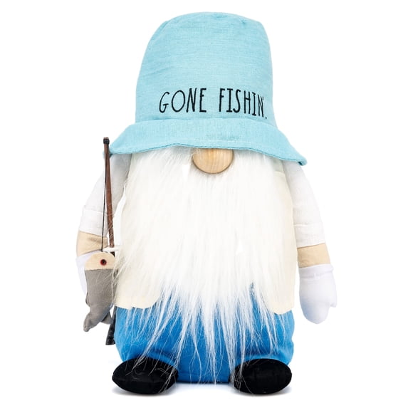 Rae Dunn Summer Gnome - Decorations for Home - Summer Home Decor - Farmhouse Kitchen Decoration, Stuffed Gnomes Plush Shelf Figurines, Gnome Decor Mother's Day Father's Day Gnome Gifts - Gone Fishin