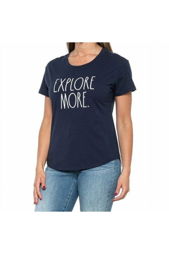 Women's Explore More Graphic Print Cotton T-Shirt-Blue / M