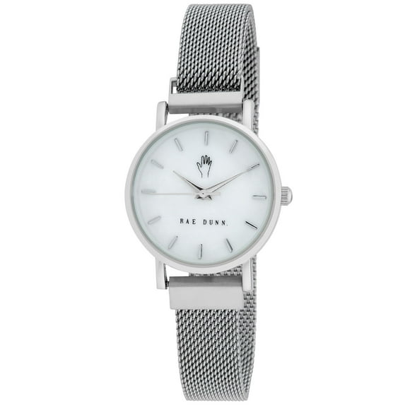 Rae Dunn Women's TARA Silver Sleek 29mm Round Face Mesh Magnetic Clasp Mesh Watch