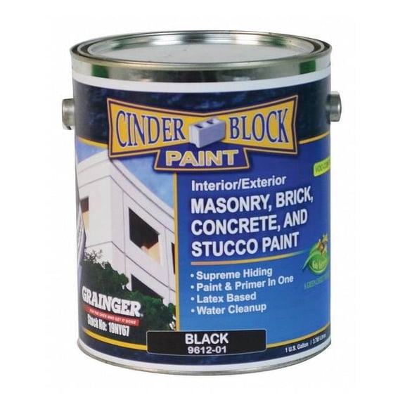 Rae Exterior Paint, Flat, Water Base, Black, 1 gal 9612-01